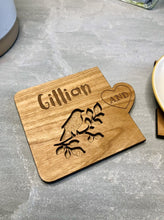 Load image into Gallery viewer, Love Birds Wooden Personalised Coasters (2 pieces)
