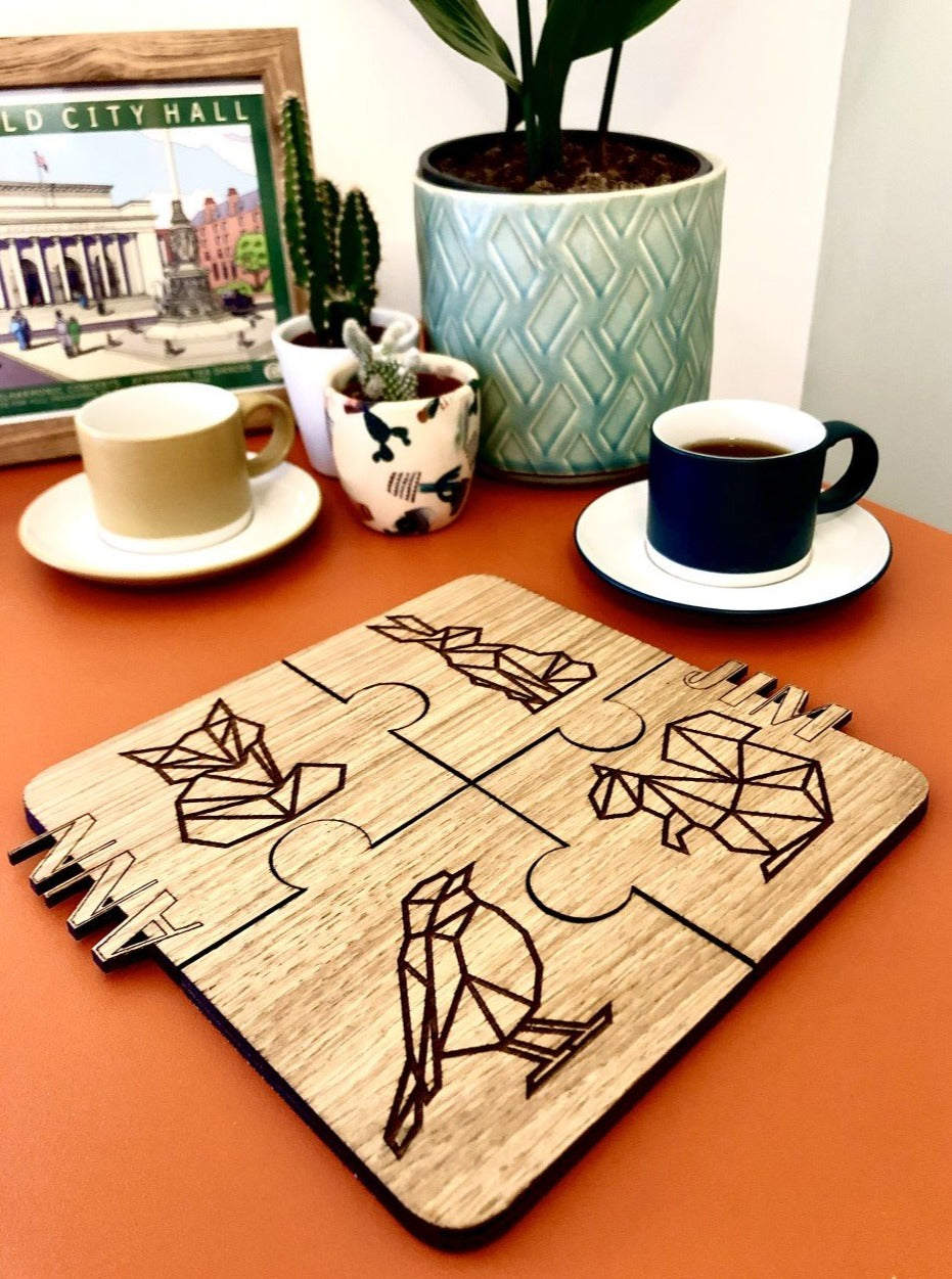 The Geometric Country Set Personalised Jigsaw Coasters (4 pieces)