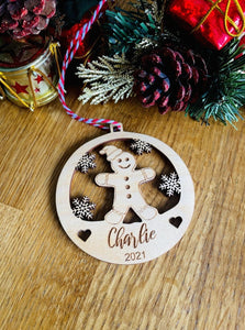 Personalised Ginger Bread Santa Christmas Tree Decoration 2022