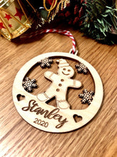 Load image into Gallery viewer, Personalised Ginger Bread Santa Christmas Tree Decoration 2022
