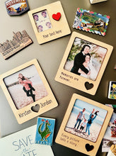 Load image into Gallery viewer, Couples Personalised Love Heart Wooden Picture Frame Fridge Magnet
