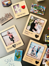 Load image into Gallery viewer, Personalised Wooden Photobooth Sized Picture Frame Fridge Magnet
