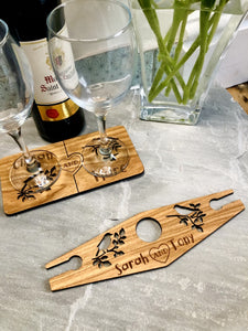 Love Birds Personalised Coasters and Wine Butler Set (3 pieces)
