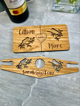 Load image into Gallery viewer, Love Birds Personalised Coasters and Wine Butler Set (3 pieces)

