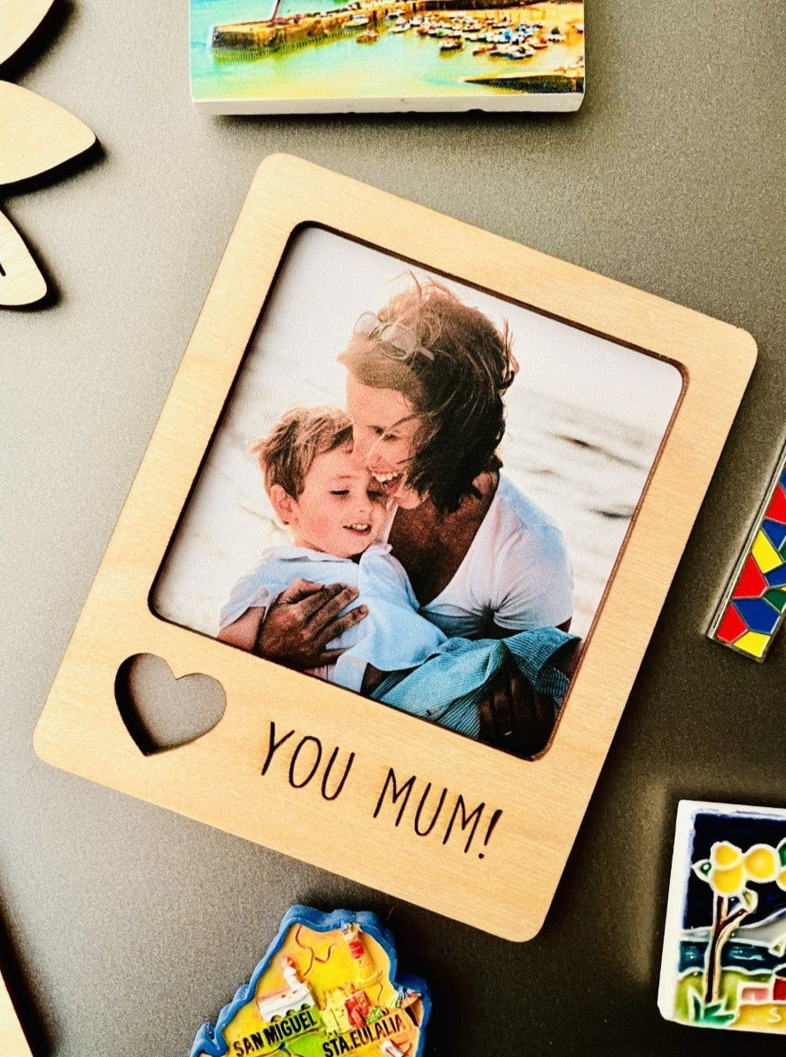Love You Mum Wooden Picture Frame Fridge Magnet