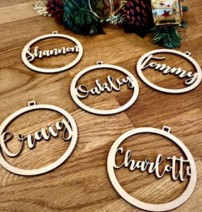 Personalised Wooden Name Outline Bauble Christmas Tree Decoration