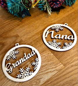 Personalised Name Outline Christmas Tree Decoration with Snowflake Detailing