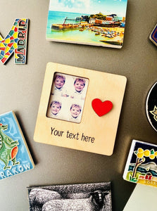 Personalised Wooden Photobooth Sized Picture Frame Fridge Magnet