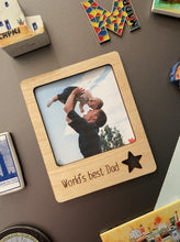 Load image into Gallery viewer, World&#39;s Best Dad Wooden Picture Frame Fridge Magnet
