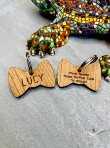 Bow Tie Wooden Pet Tag