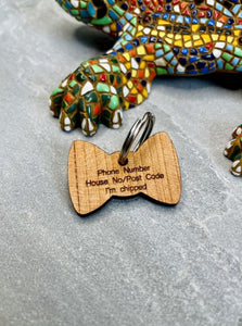 Bow Tie Wooden Pet Tag
