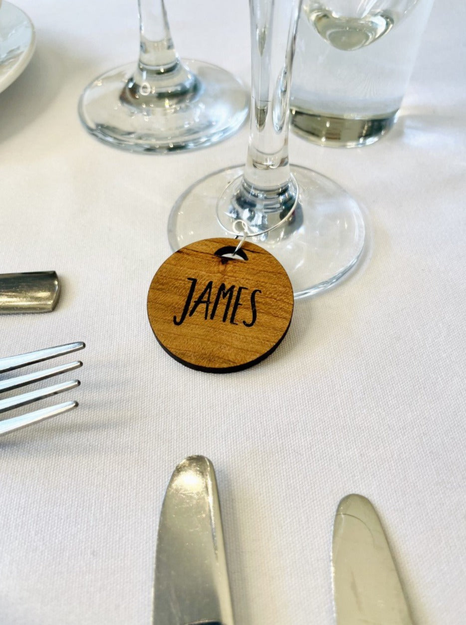 Personalised Wooden Circle Cut Glass Charm