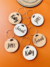 Load image into Gallery viewer, Personalised Wooden Circle Cut Glass Charm
