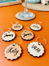 Load image into Gallery viewer, Personalised Wooden Crinkle Cut Glass Charm
