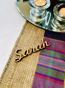 Wooden Place Name Wedding Table Setting