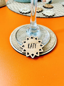 Personalised Wooden Geometric Glass Charm