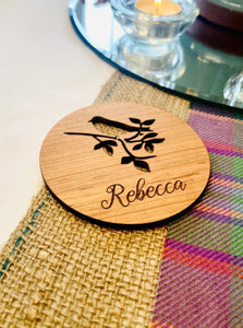 Personalised Love Bird Place Name Coaster