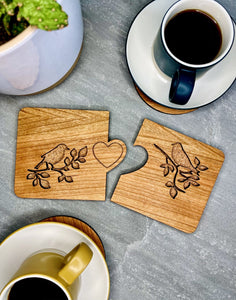 Love Birds Coasters and Wine Butler Set (3 pieces)