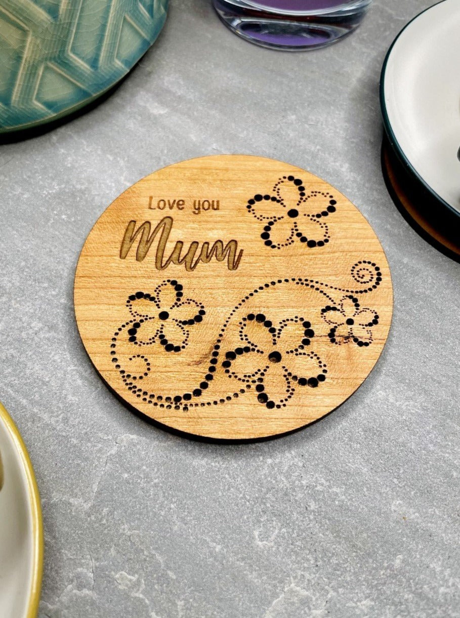 Personalised Love You Mum Flowers Coaster