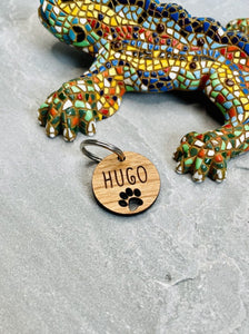 Paw Print Wooden Pet Tag