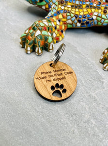 Paw Print Wooden Pet Tag
