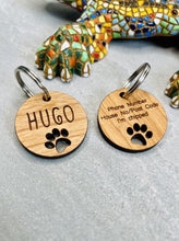 Load image into Gallery viewer, Paw Print Wooden Pet Tag
