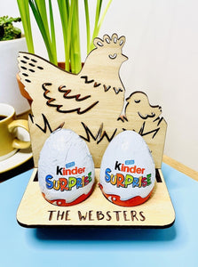 Personalised Chicken With Chick Easter Egg Holder (4 Eggs)
