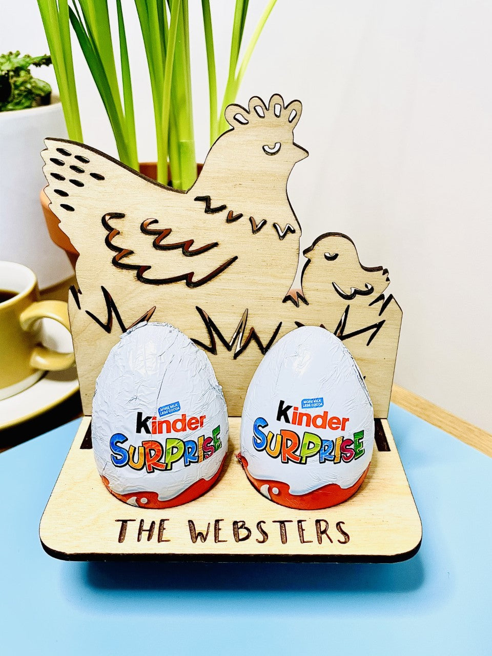 Personalised Chicken With Chick Easter Egg Holder (2 Eggs)