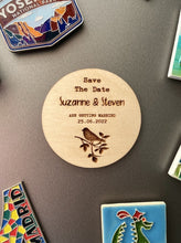 Load image into Gallery viewer, Wooden Love Bird Save The Date Magnet
