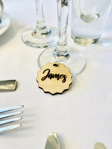 Personalised Wooden Crinkle Cut Glass Charm