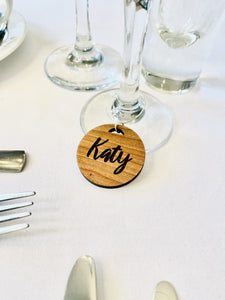 Personalised Wooden Circle Cut Glass Charm