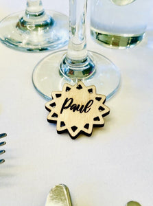Personalised Wooden Geometric Glass Charm