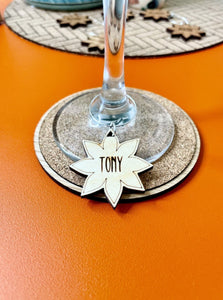Personalised Wooden Flower Glass Charm