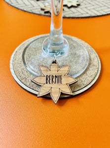 Personalised Wooden Flower Glass Charm