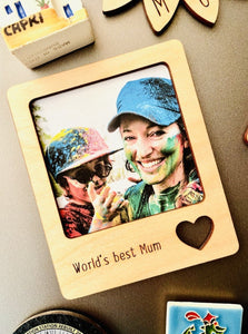 World's Best Mum Wooden Picture Frame Fridge Magnet