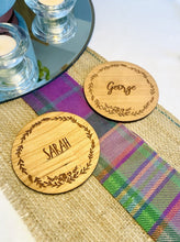 Load image into Gallery viewer, Personalised Flower Wreath Place Name Coaster
