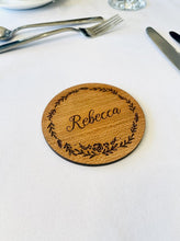 Load image into Gallery viewer, Personalised Flower Wreath Place Name Coaster
